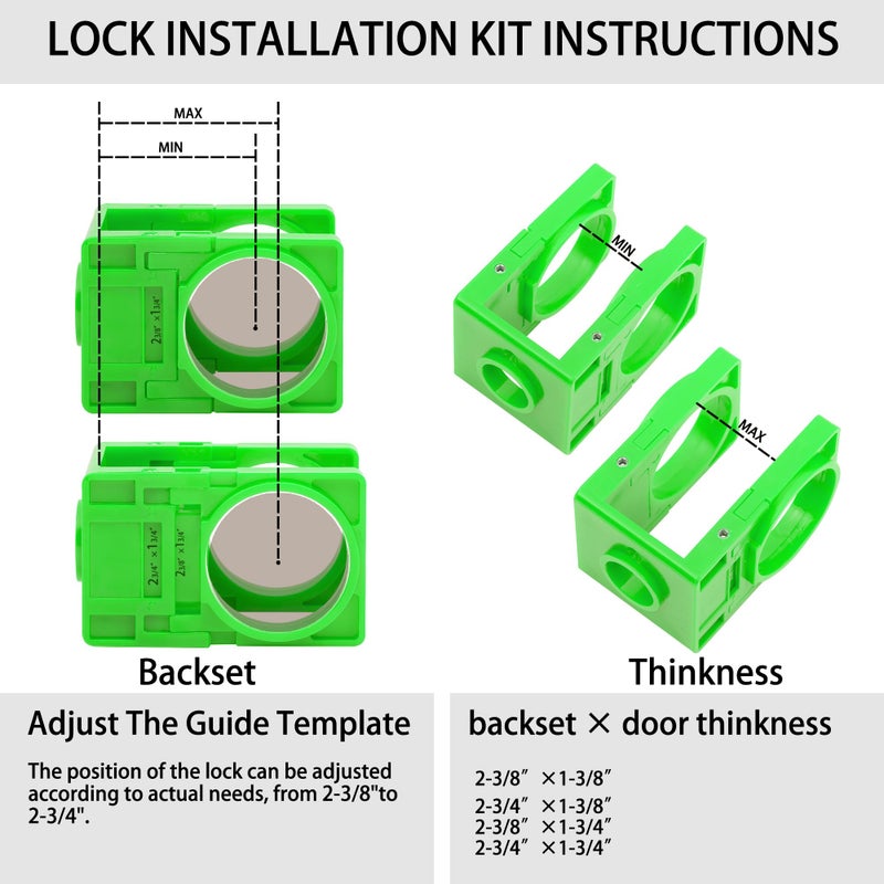 RKK Door Lock Installation Kit Deadbolt Hole Saw Kit Door Knob Hole Saw Kit Deadbolt Installation Kit (Green) - Image 5